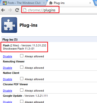 about plugins chrome flash